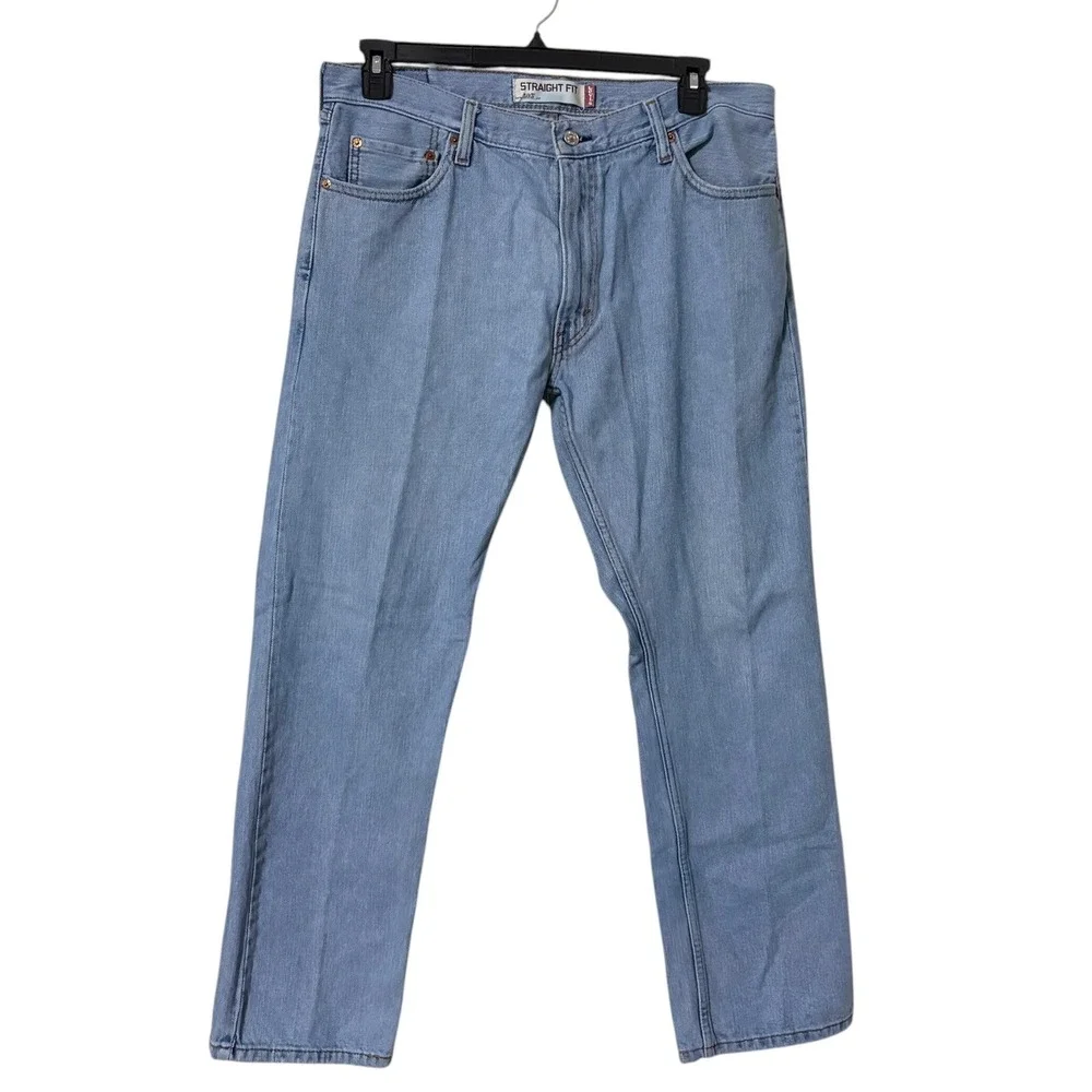 Levi's Mens 36x30 505 Straight Fit Jeans Light Wash Blue Denim 100% Cotton